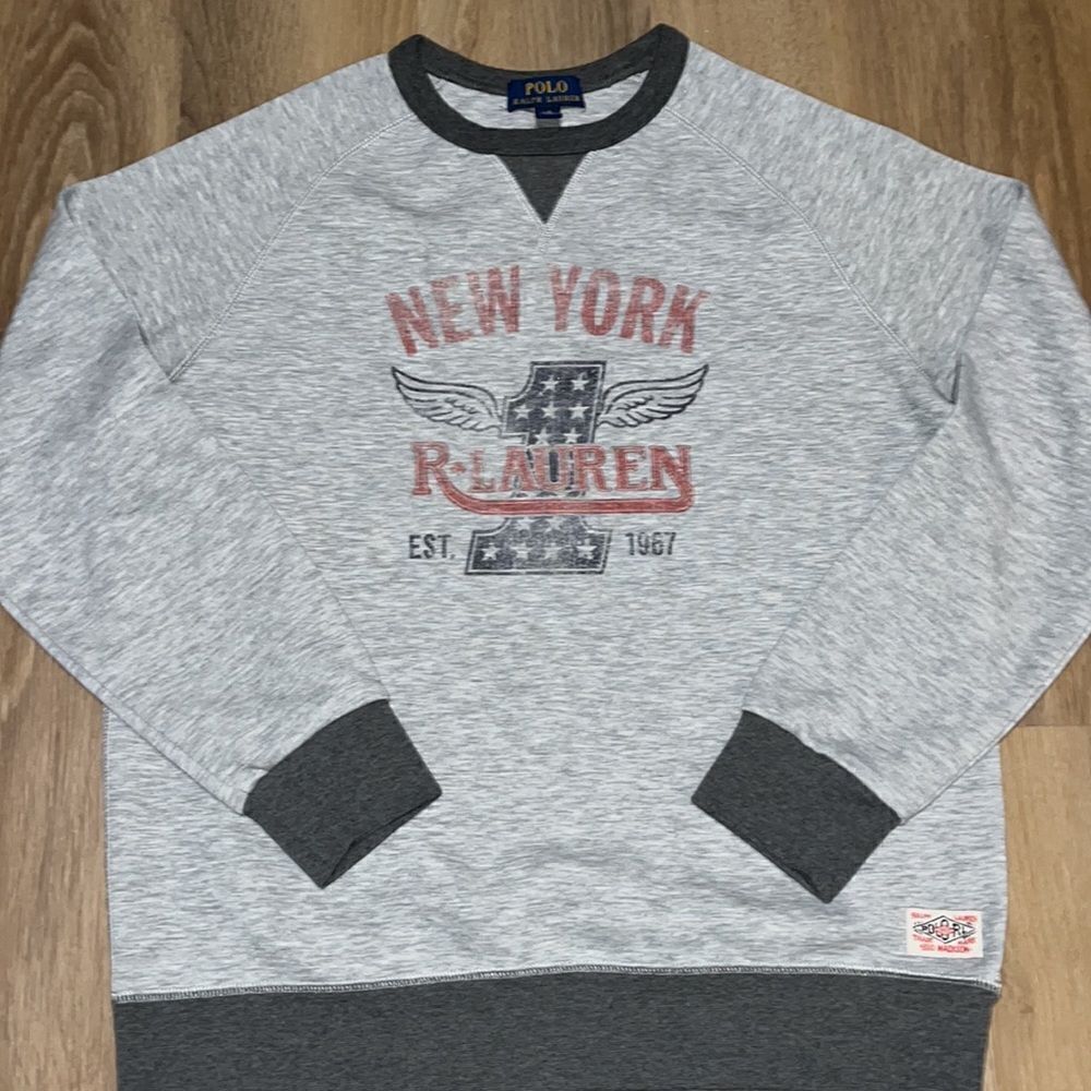New Polo by Ralph Lauren Pwing Boys New York #1 kids youth sweatshirt L 14-16